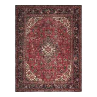 1970s Vintage Persian Handmade Wool 10x13 Red Area Rug For Sale