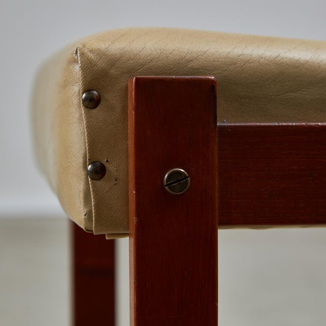 Angular Teak and Leather Chair with Copper Details, 1970s For Sale - Image 14 of 18