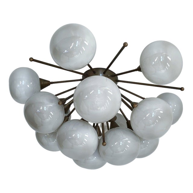 21st Century Mezzo Bronze Gray Pebble Murano Glass Flush Mount by Fabio LTD For Sale