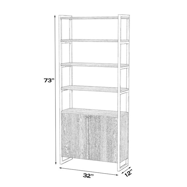 Mid-Century Modern Drake 73" 2 Door Walnut Bookcase, Medium Brown For Sale - Image 3 of 6