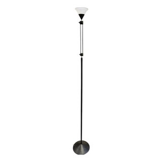 Adjustable Conical Glass and Black Metal Floor Lamp from Tronconi, Italy, 1970s For Sale