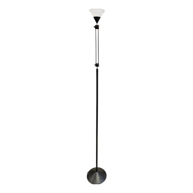 Adjustable Conical Glass and Black Metal Floor Lamp from Tronconi, Italy, 1970s For Sale
