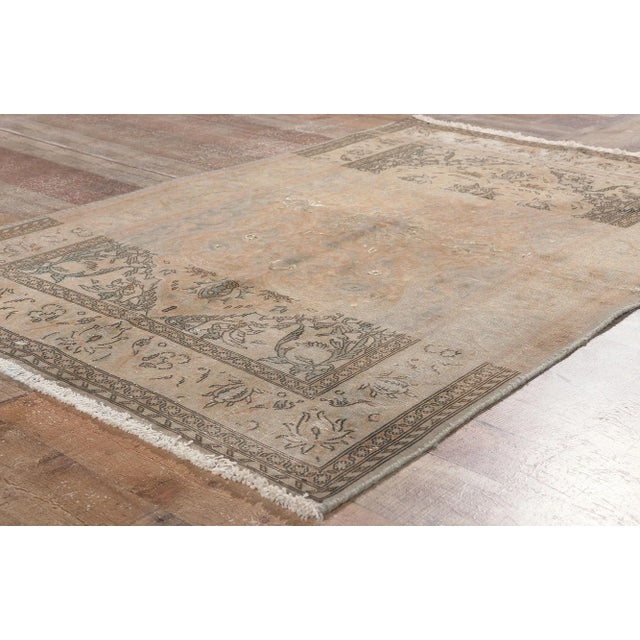 Textile Mid 20th Century Distressed Faded Vintage Persian Rug, 03'05 X 05'03 For Sale - Image 7 of 10