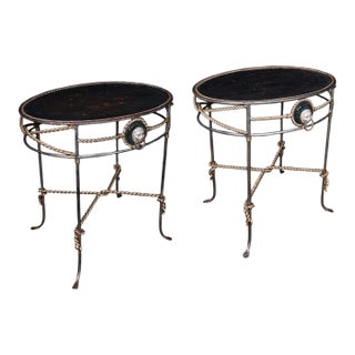 Pair of Vintage Garden Tables, French, Cast Iron, Oval, Veranda, Serving, c.1970 For Sale