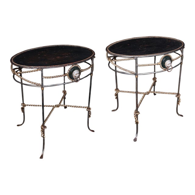 Pair of Vintage Garden Tables, French, Cast Iron, Oval, Veranda, Serving, c.1970 For Sale