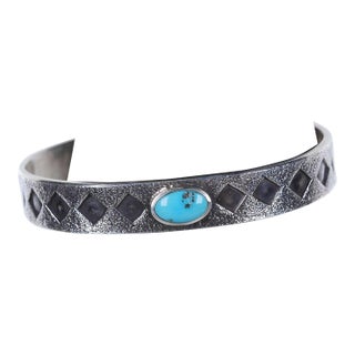 Kelsey Jimmie Navajo Tufa Cast Sterling Cuff bracelet For Sale