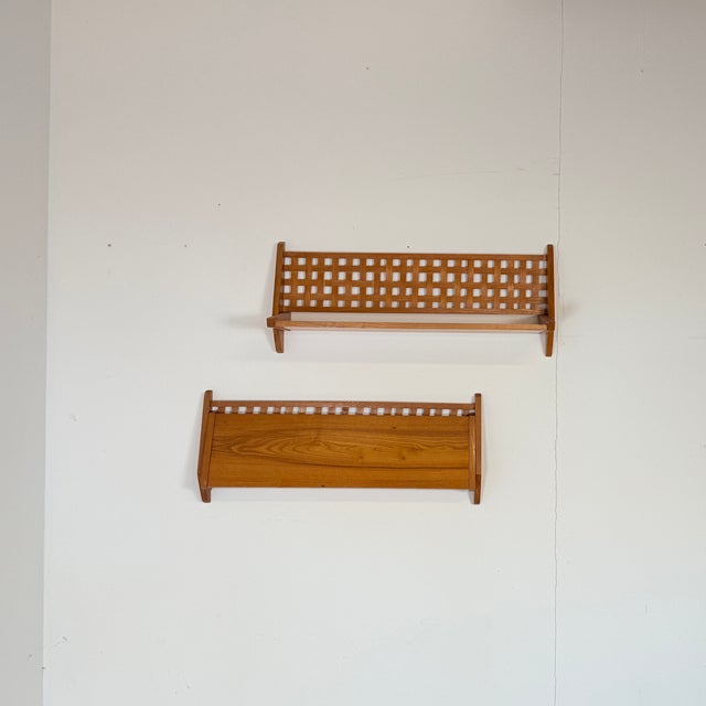 Wood Mid-Century Wall Shelves with Woven Back Panel from Úluv, 1960s, Set of 2 For Sale - Image 7 of 12