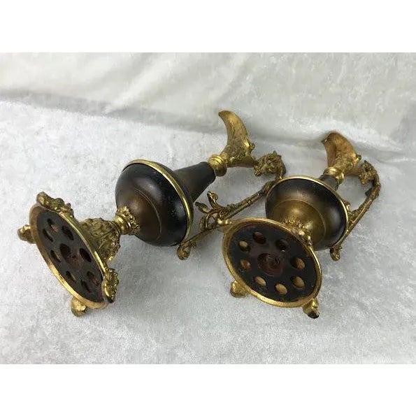 Vintage Elegant Brass Mantel Pitchers / Ewers - a Pair For Sale - Image 11 of 12