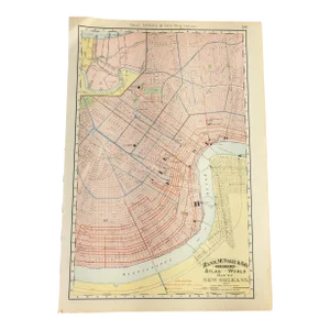 19th Century Colored Lithograph Print of New Orleans From Rand McNally