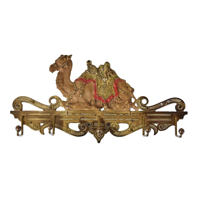Cast Iron Polychrome Egyptian Themed Rack Was Manufactured by the Judd Mfg. Co. 1598 For Sale