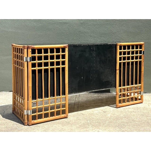 Vintage Rattan and Lacquered Wood Sideboard For Sale In West Palm - Image 6 of 18