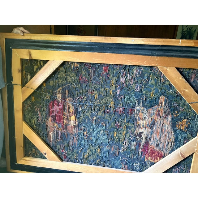 Vintage Medieval Revival Figural Woven Tapestry in Ornate Gilt Frame For Sale - Image 11 of 13