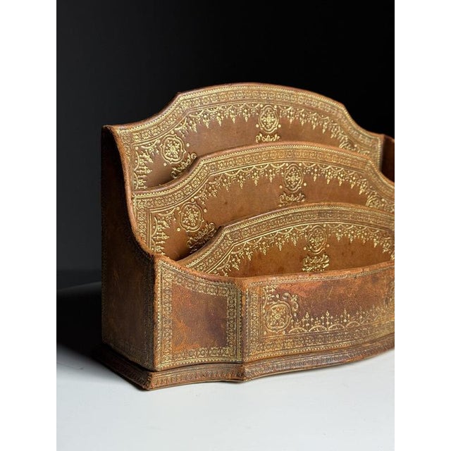 Desk Organizer in Leather, 20th Century For Sale - Image 5 of 14