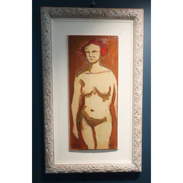Italy, Italian Painter, Women, Nude, Orange, Red, 1952 Edgardo CORBELLI (Turin, 1918 - 1989) From the traditional...