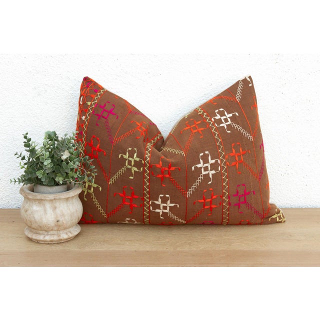 This 16x24 inch lumbar pillow is a breathtaking example of Antique Indian Folk Art, handcrafted from a salvaged Punjabi...