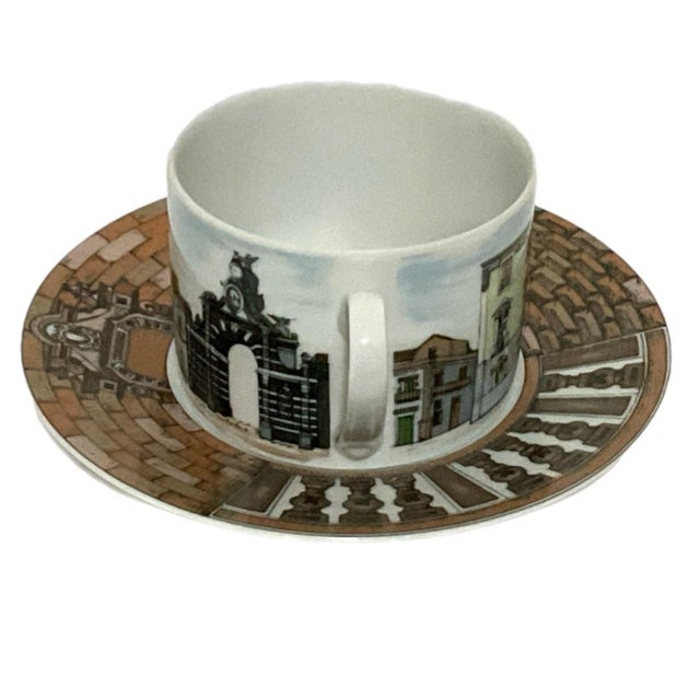 Fornasetti Late 20th Century Cup and Saucer - Rosenthal Designed by Fornacetti - Citta d'Italia - Catania For Sale - Image 4 of 9