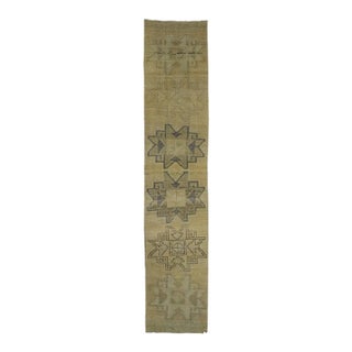 1970s Vintage Handmade Wool Cotton Turkish Beige Area Rug For Sale
