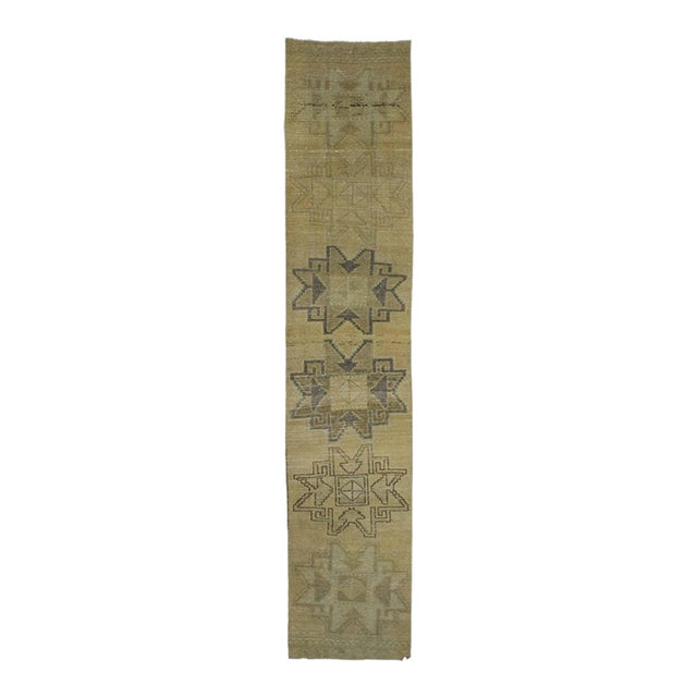 1970s Vintage Handmade Wool Cotton Turkish Beige Area Rug For Sale