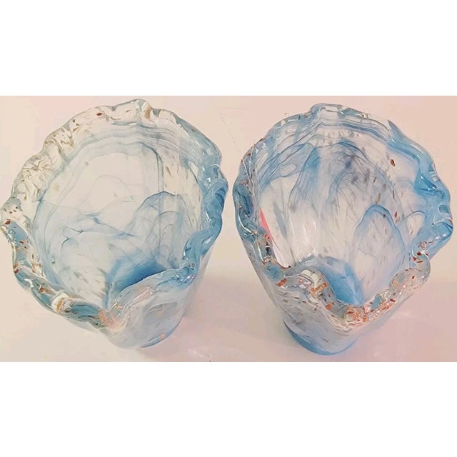 Mid-Century Modern Vintage Murano Tammaro Home Italy Blue GLD Bowl -Set of 2 For Sale - Image 3 of 4