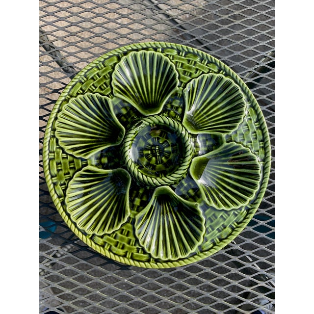 French 1920s Green Longchamp Majolica Oyster Plate For Sale - Image 12 of 12