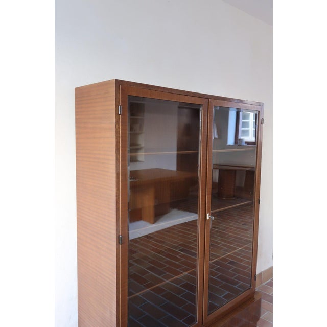 Glazed Walnut Bookcase with Stepped Plinth Base, 1960s For Sale - Image 4 of 18