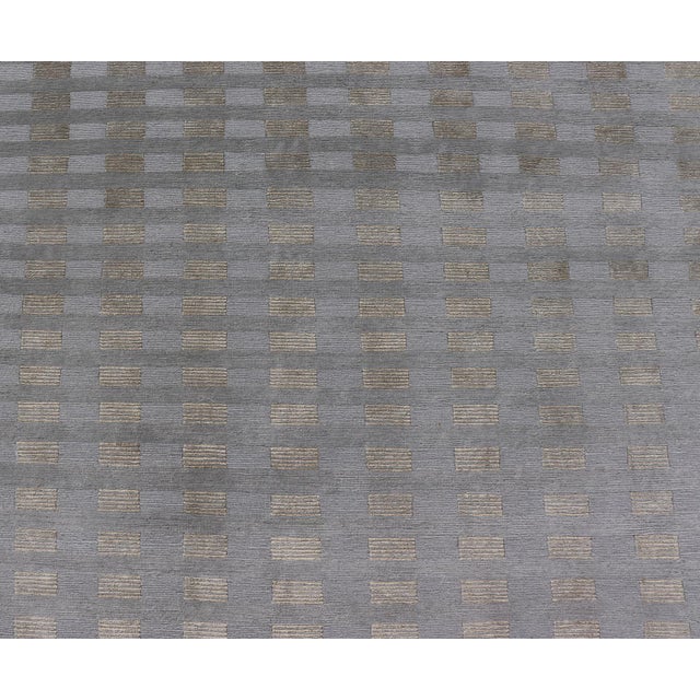 Textile Large Modern Tibetan Wool and Silk Rug in Neutral Earth Tones 10'0" X 15'0" For Sale - Image 7 of 12