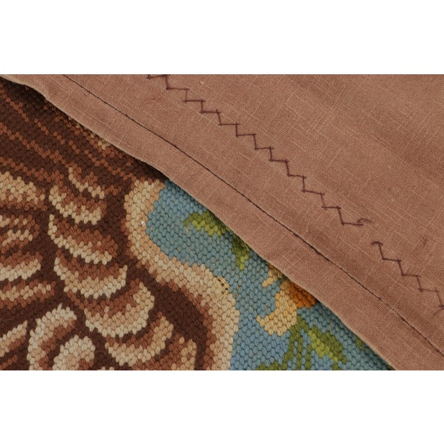 Blue 1960s Signed Vintage American Needlepoint and Blue Pictorial Rug For Sale - Image 8 of 8