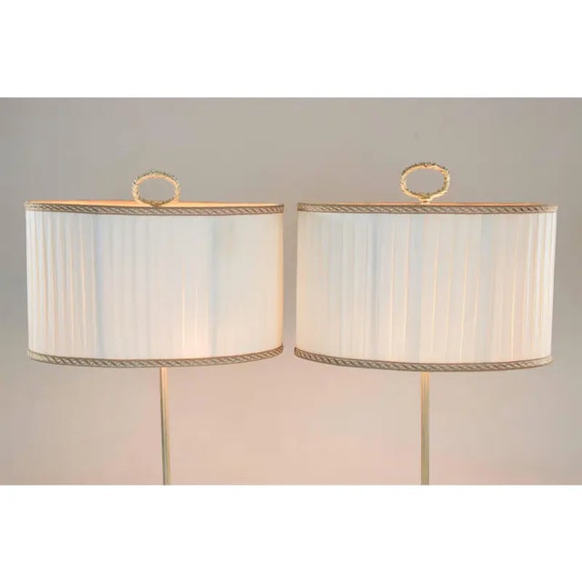 20th Century Silver Plated Flower Lamps, Spain, 1960s - a Pair For Sale - Image 4 of 10