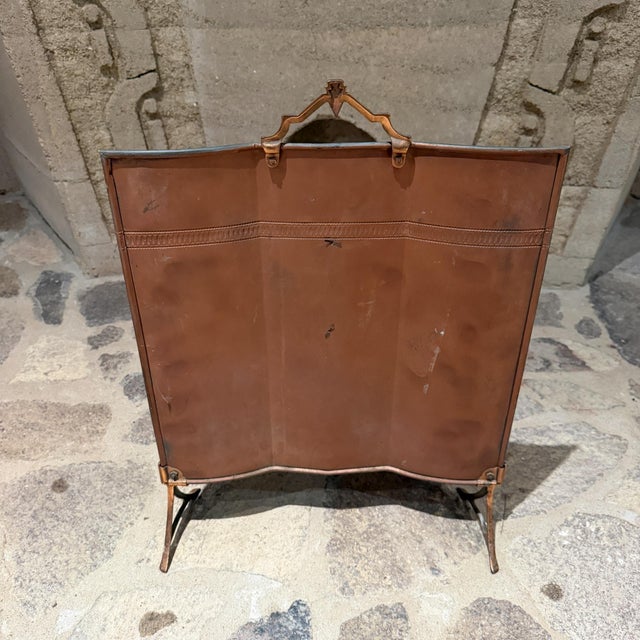 1930s Antique Art Deco Copper Fireplace Screen, Neoclassical Lines For Sale - Image 5 of 14
