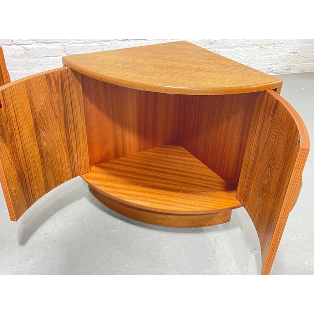 Pair - Mid Century Modern G-Plan Fresco Teak Corner Cabinets, C. 1960’s | Teak Bar, Nightstands For Sale - Image 12 of 14