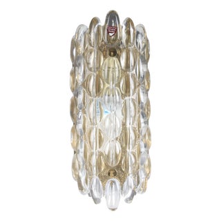 Glass and Brass Sconce by Carl Fagerlund for Orrefors, Sweden, 1960s For Sale