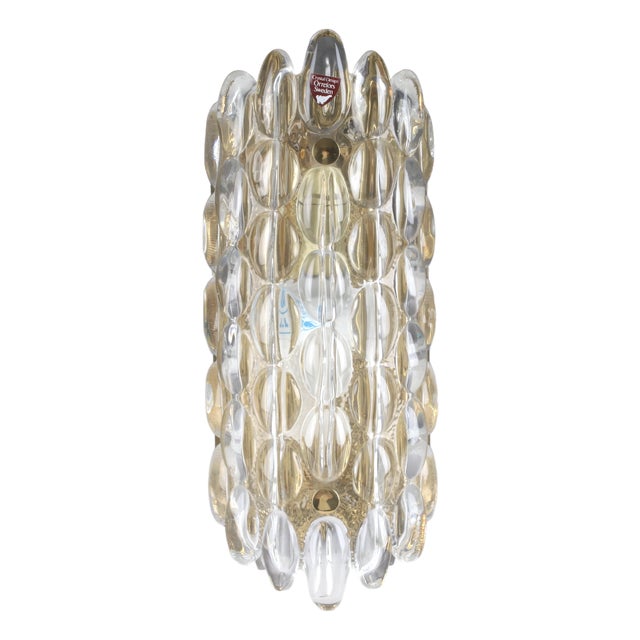 Glass and Brass Sconce by Carl Fagerlund for Orrefors, Sweden, 1960s For Sale