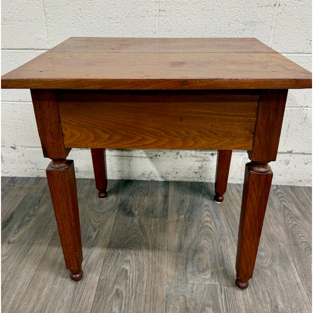 Wood Antique American Country Primitive Walnut Single Drawer Nightstand For Sale - Image 7 of 8