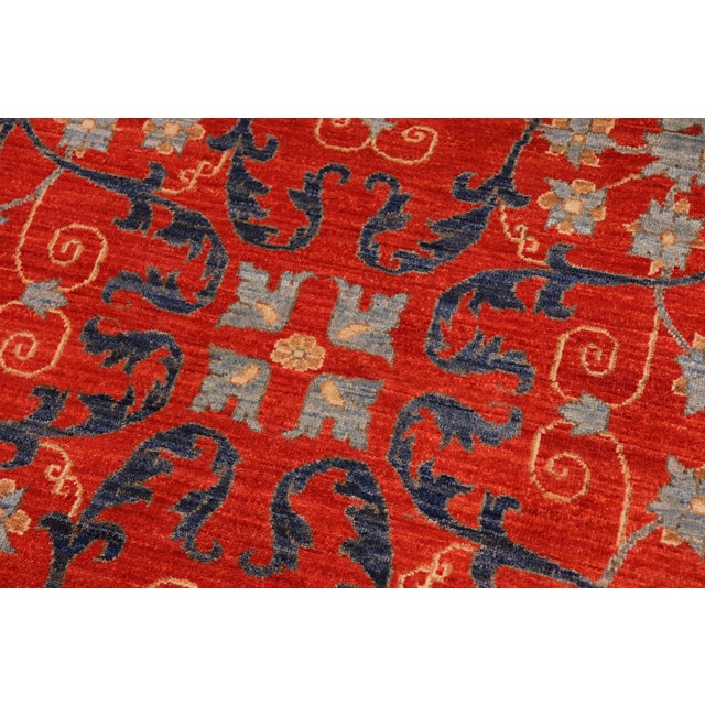 1990s Classic Ziegler Rust Blue Hand-Knotted Wool Rug - 9'10'' X 13'7'' For Sale In New York - Image 6 of 8