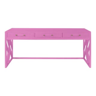 Casa Cosima CeCe Desk with Wood Fretwork Base, Lilac Pink For Sale