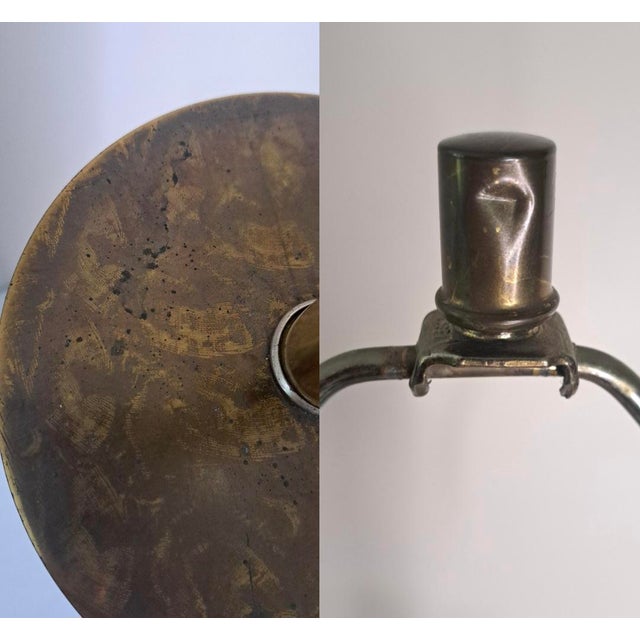 Vintage Mid-Century Modern Oak and Brass Cylinder Table Lamp For Sale - Image 12 of 13