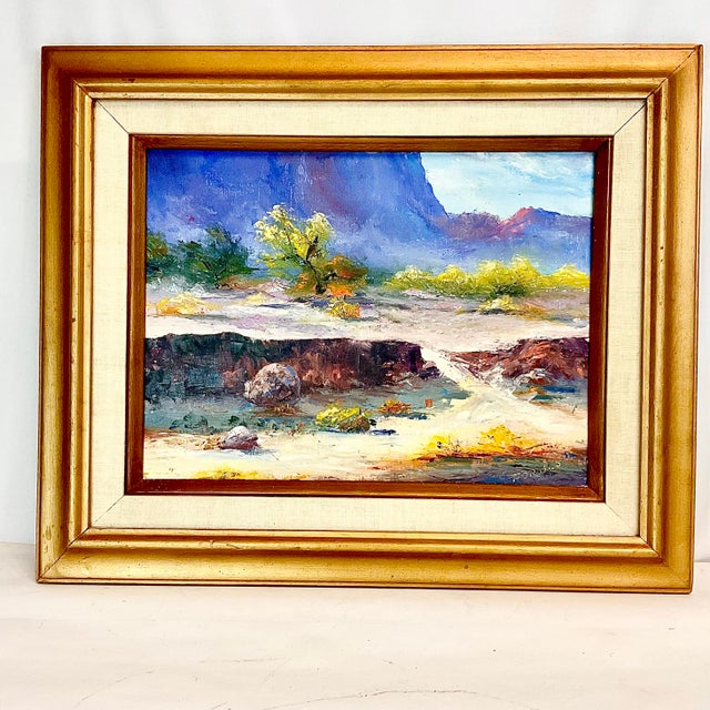 1974 Vintage Impressionist “Desert Scene” Original Oil Painting, New Mexico, Artist Signed, Framed For Sale - Image 10 of 12