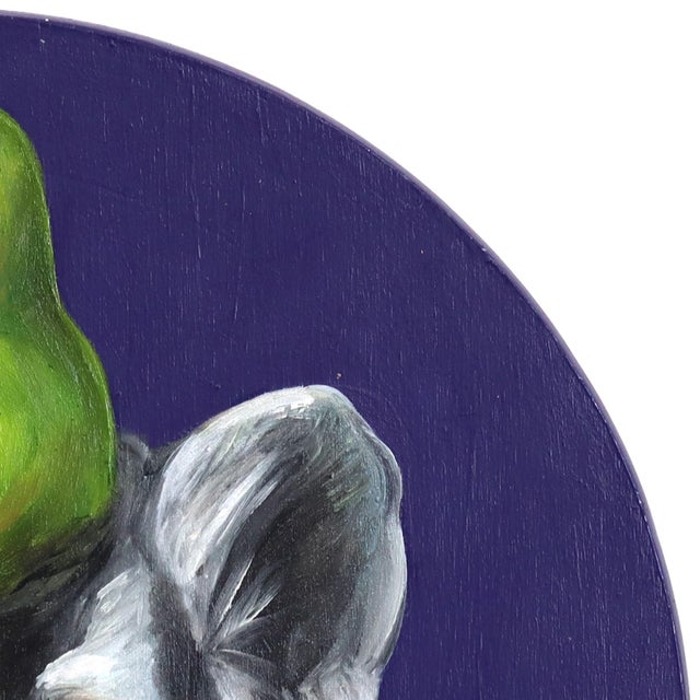2020s A Portrait of a Badger and His Pear - Original Animal Portrait Oil Painting on Wood Panel by Jj Galloway For Sale - Image 5 of 9