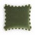Bicolor Green Velvet Cushion with Green and White Fringes by Lo Decor For Sale - Image 4 of 4