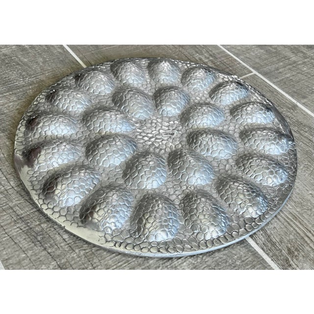 Circa 1980 Mexican Pewter Byzantine Mosaic-Inspired Objet D’Art or Egg / Oyster Platter For Sale - Image 10 of 12