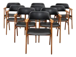 Mid-Century Modern Black Dining Chairs by Carl-Ewert Ekström, 1960s, Set of 9