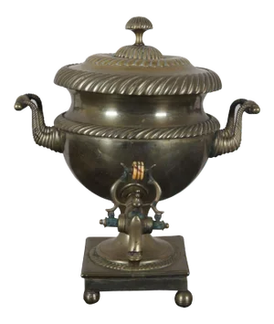 Antique 19th Century English Regency Brass Samovar Coffee Tea Urn Drink Dispenser