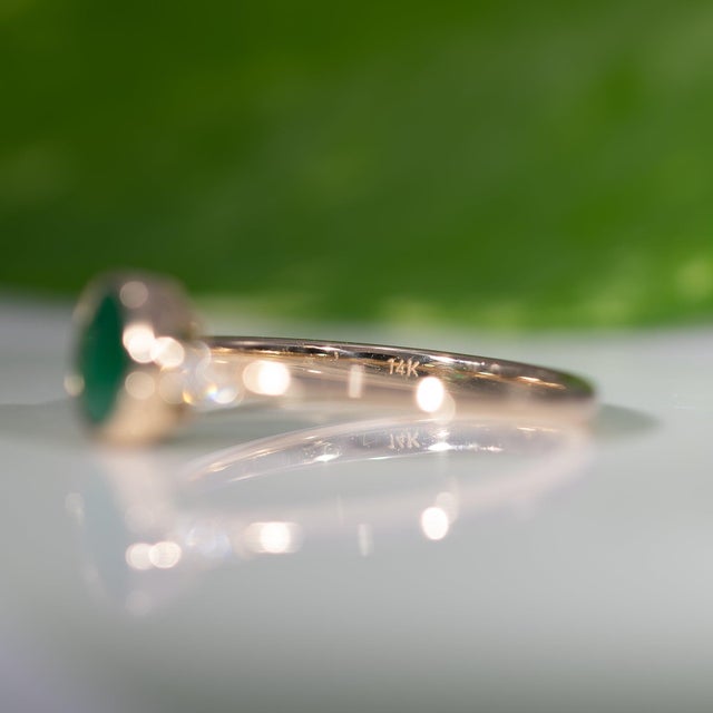 Zambian Emerald Ring With Earth-Mined Diamond Accents in Solid 14k Gold, 6mm, Size 6.75 For Sale - Image 9 of 9
