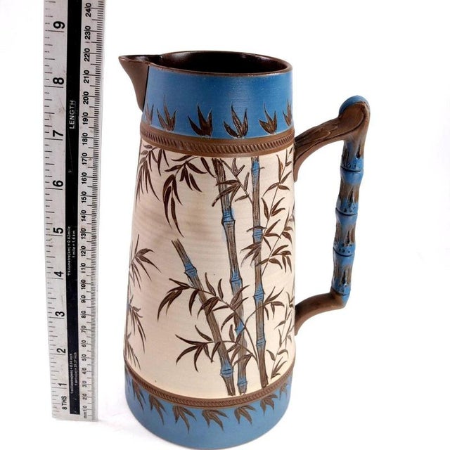 Antique Aesthetic Movement Stoneware Water Jug with Bamboo Pattern from Dudson, 1880 For Sale - Image 10 of 11