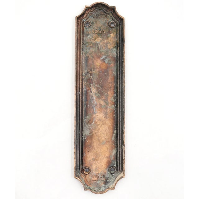 Traditional Vintage 11.25 In. Traditional Brass Door Push Plate For Sale - Image 3 of 4