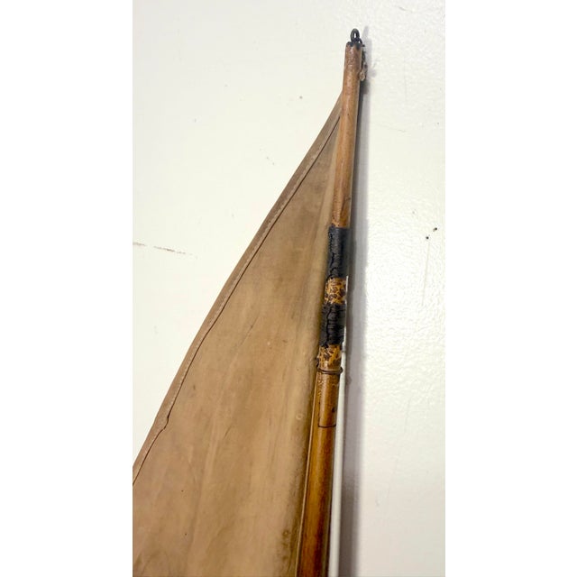 Rare Antique 19th Century Handmade Folk Art Wood Metal Sailing Yacht Sail Boat For Sale - Image 10 of 18