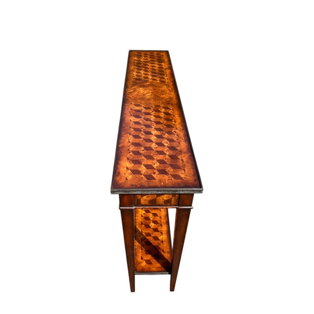 Brown Late 20th Century Theodore Alexander Parquetry Console / Sofa Table For Sale - Image 8 of 16