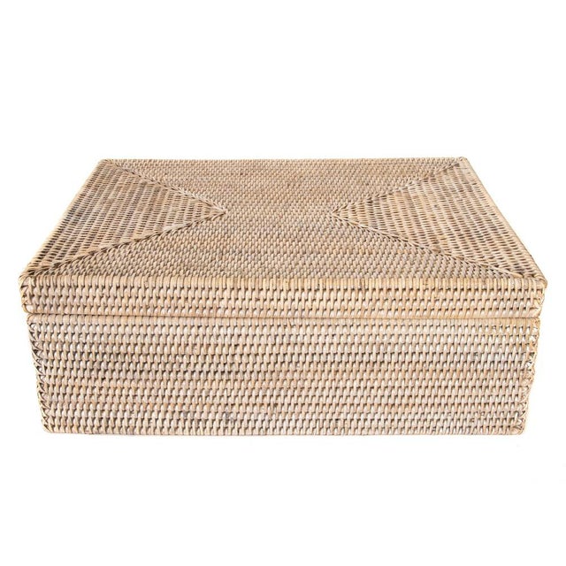Artifacts Rattan Storage Box with Lid - Flat Legal File Organizer in White Wash For Sale In Houston - Image 6 of 6