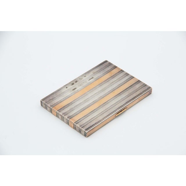 Gold and Silver Cigarette Case with Highlighted Bands For Sale - Image 4 of 4