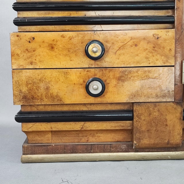 Art Deco Bar Cabinet in Briar Root and Black Glass, 1940s For Sale - Image 6 of 10